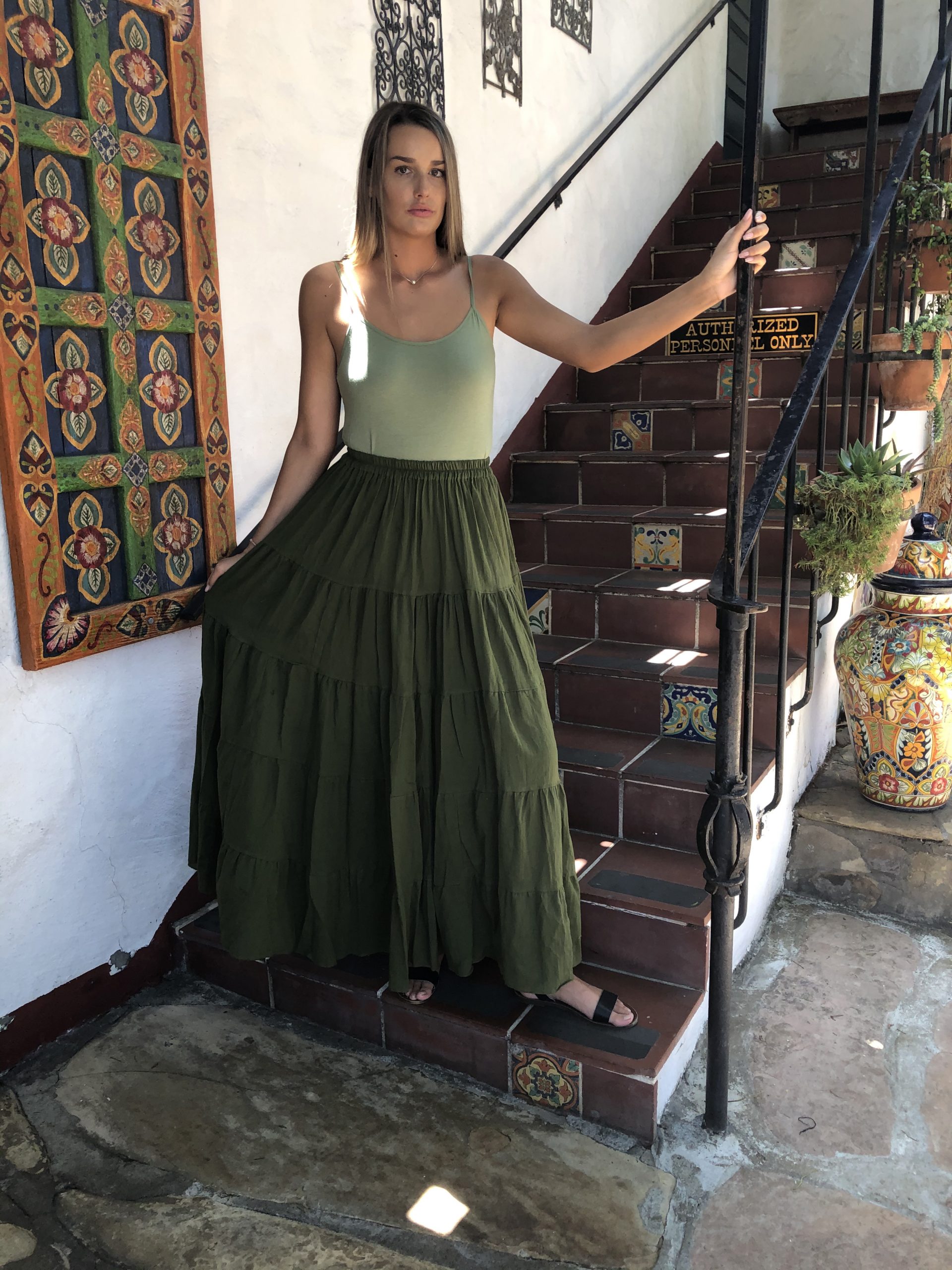 Buy Baja Stretch Gypsy Maxi Skirt Available in Several Colors!